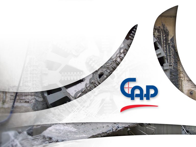 CAP Une Logo CAP Tunnel en forme de voile bleue et rouge