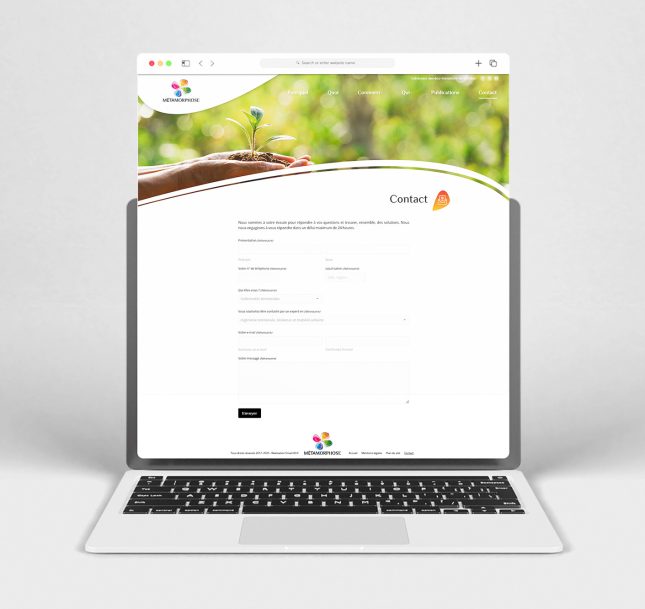Page "Contact" du site Métamorphose