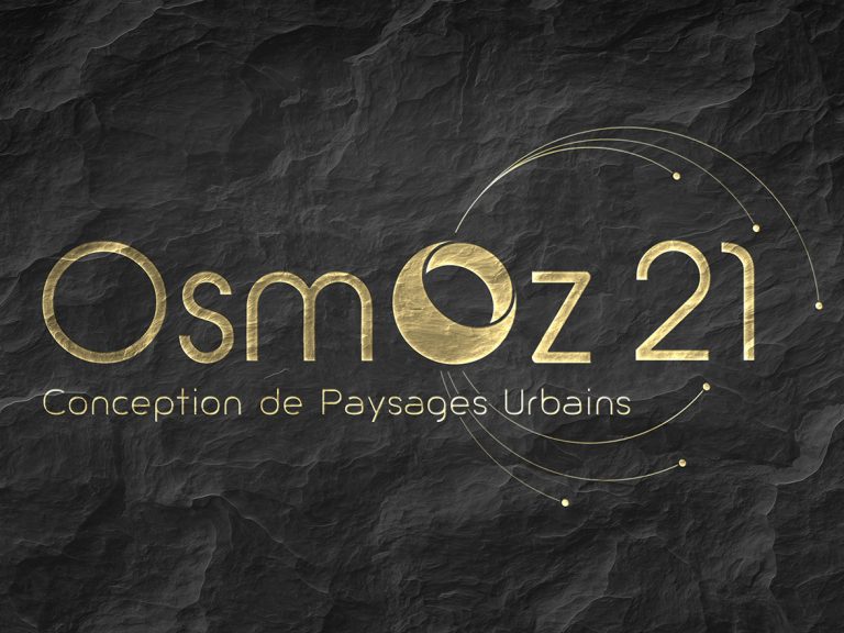 Osmoz21 Une Logo OSMOZ 21, gravé dans une roche anthracite avec de la dorure.