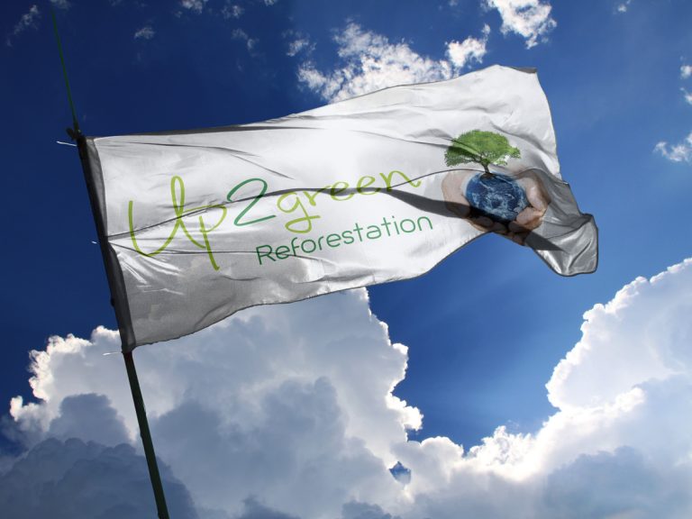 Up2green – Une Création du logo Up2green, les mains tenants notre terre nourricière