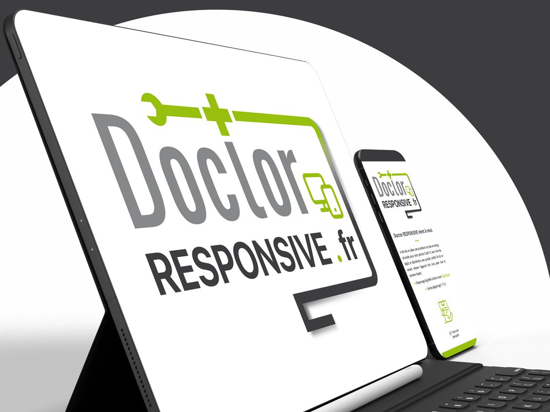 Logo Doctor Responsive affiché sur tablette et smartphone