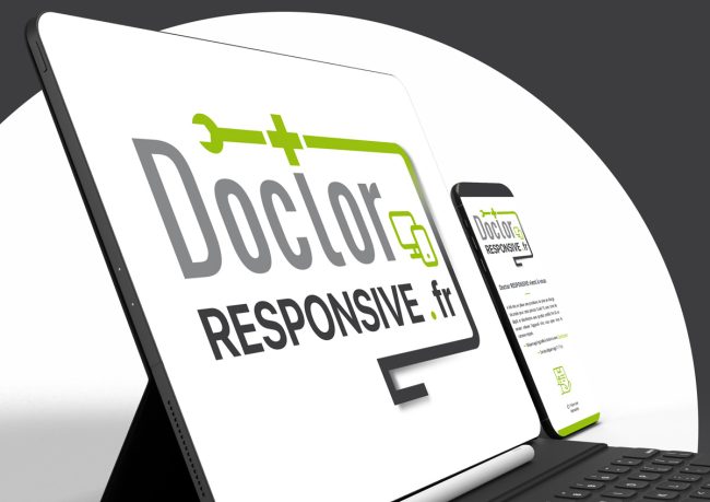 Logo Doctor Responsive affiché sur tablette et smartphone