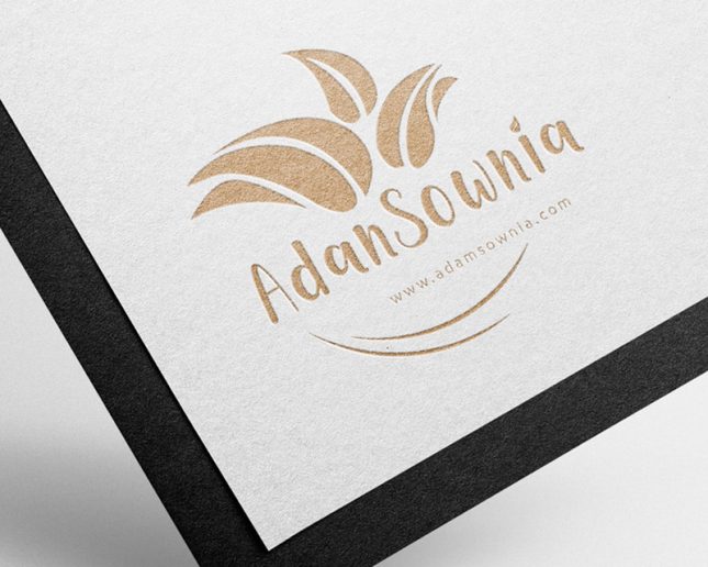 Carte de visite Adansownia, logo monochrome beige sur papier texturé