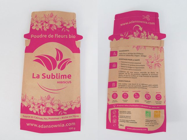 Création du packaging Hibiscus avec des contraintes techniques d'impression