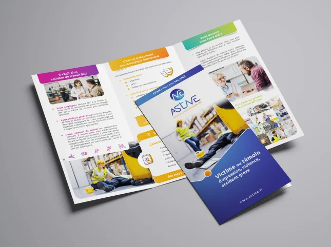 Brochure conseil de l'ASTME : 3 volets ouvert, pliage en porte feuille