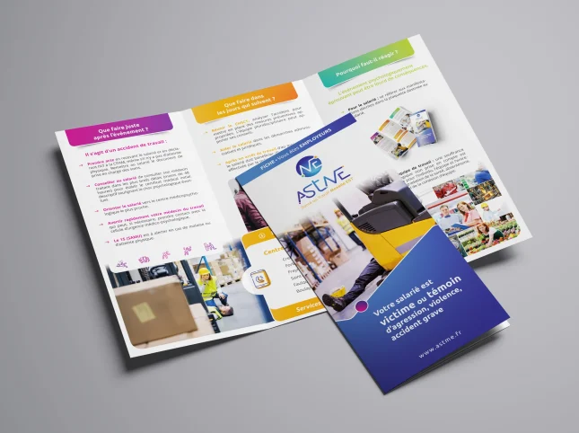 Brochure conseil de l'ASTME : 3 volets ouvert, pliage en porte feuille