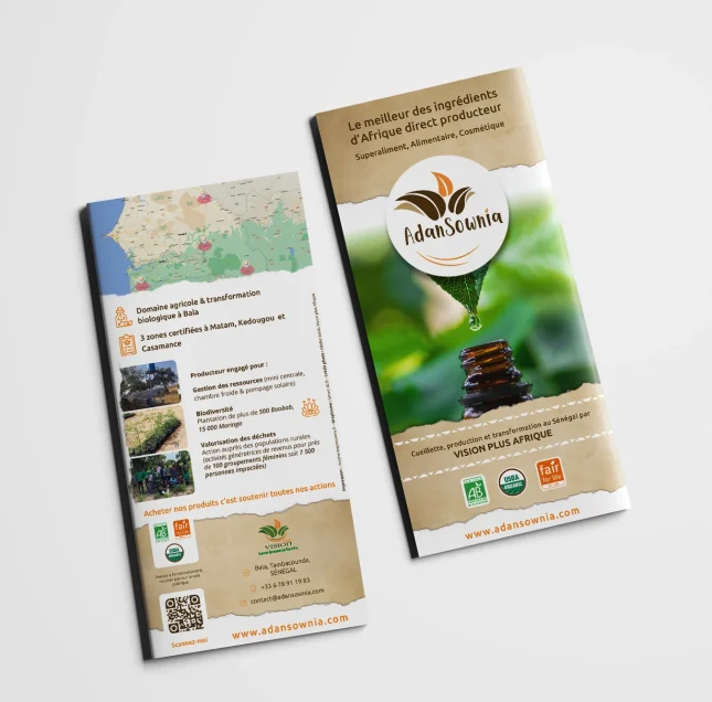 Brochure Adamsownia - version française recto et verso, fermé, format aa pour la hauteur
