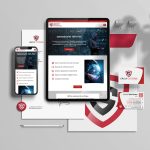 Site web affiché sur smartphone et tablette, logo écusson rouge