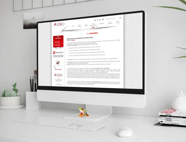 Présentation de la page action sur le site ALIXIO de 2013