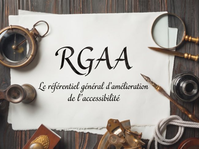 Parchemin portant le mot RGAA et la mention « Le référentiel général d'amélioration de l'accessibilité »