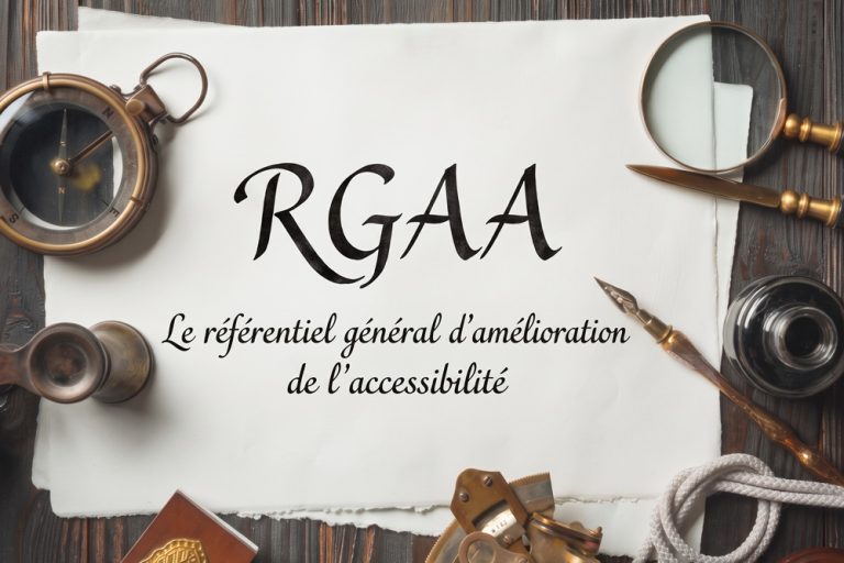 Parchemin portant le mot RGAA et la mention « Le référentiel général d'amélioration de l'accessibilité »